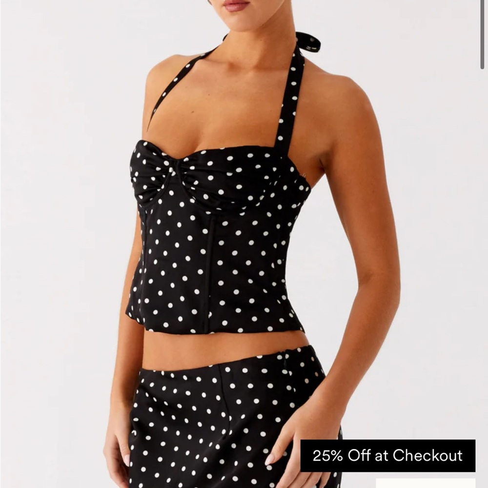 PEPPERMAYO Black Polka Dot Halter Top